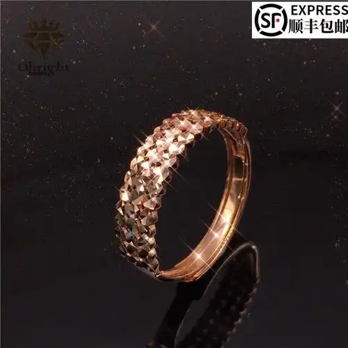 欧莱特珠宝俄罗斯585紫金戒指14k玫瑰彩金单鱼尾侧面镶嵌时尚戒指