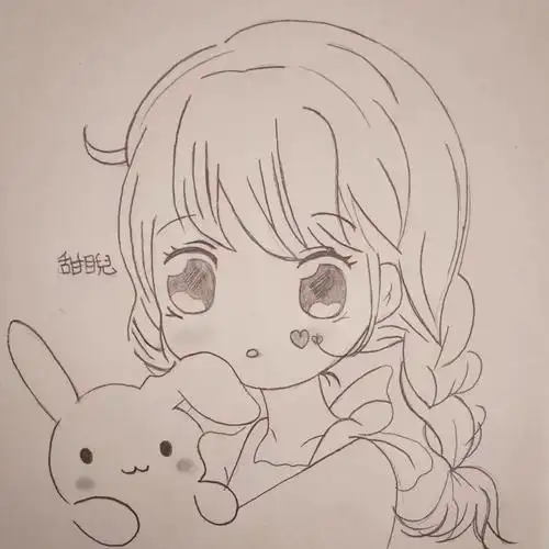 这是小画家王宁画的一位抱着皮卡丘的卡通美少女,她是不是很可爱?