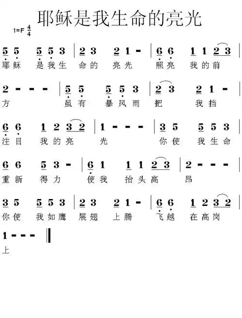 歌谱 > 正文耶稣是我生命的亮光简谱