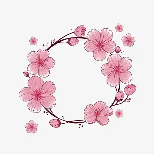 矢量图桃花简笔画