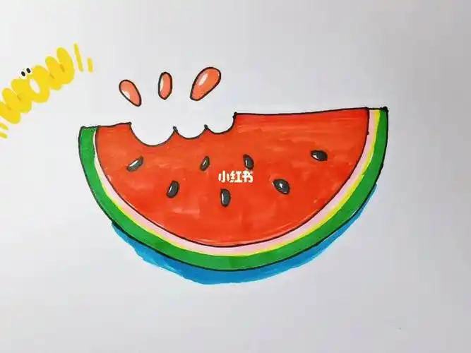 西瓜马克笔简笔画#画画的日常  #儿童简笔画  #画个简笔画