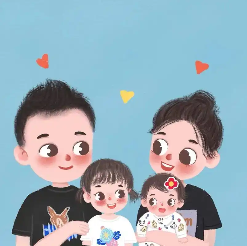 亲子头像|一家四口全家福|两个女儿头像 79 两个女儿,有人羡慕, 有