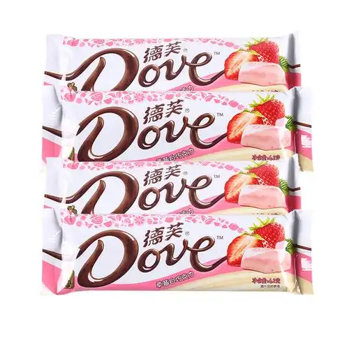 德芙草莓白巧克力42gx4块糖果巧克力休闲零食小吃包邮