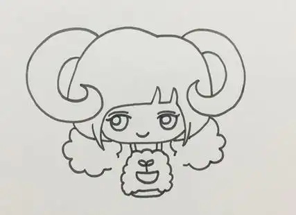 卡通少女十二星座白羊座简笔画怎么画 - 元艺考
