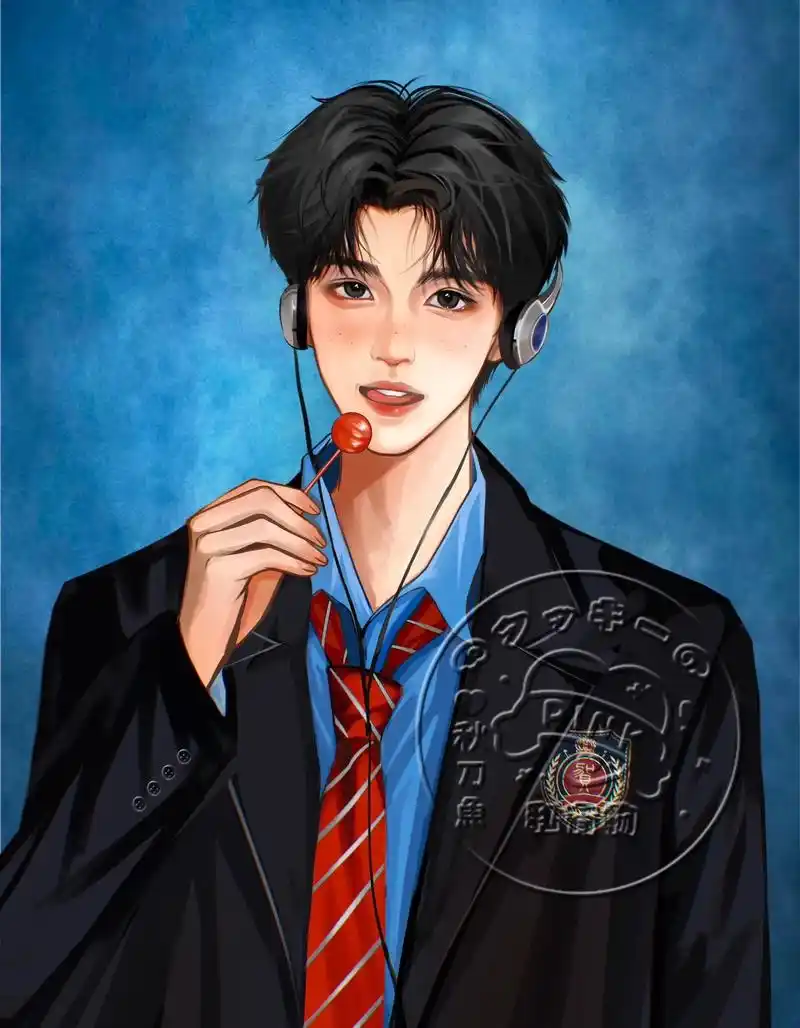 贺峻霖.#美式证件照 #漫改 #稿图 #procreate绘 - 抖音