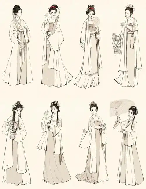 【绘画素材】古风汉服人物线稿来袭!