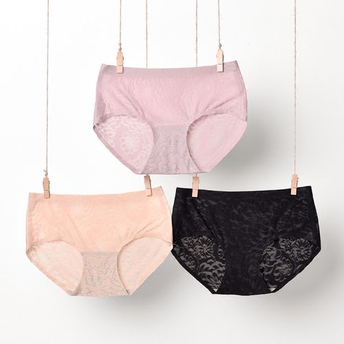 四件包邮 雏菊无痕内裤女冰丝一片式三角裤提臀薄款透气隐形内裤