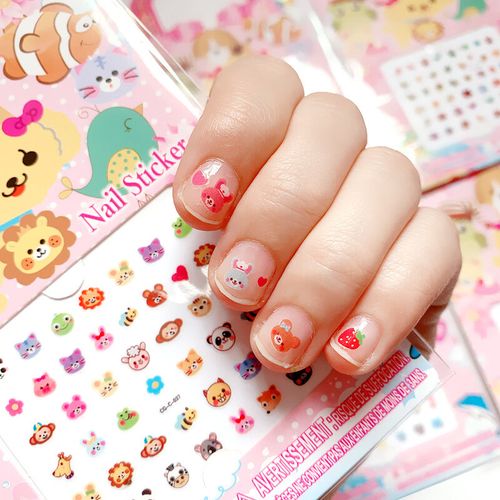 公主美甲贴-片女孩闪闪防水安全宝宝指甲贴 精装版精装小动物6张不同