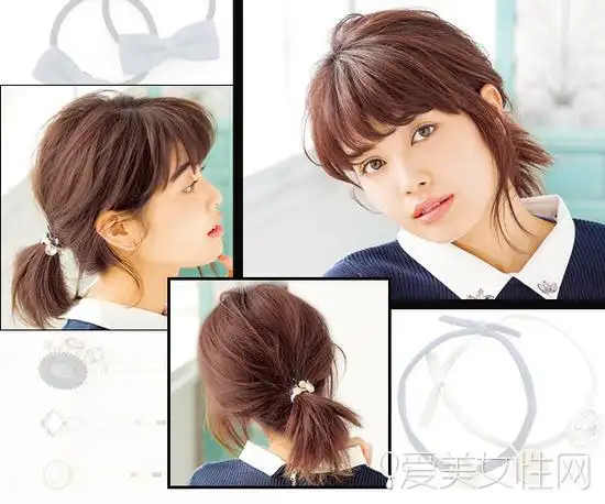 短发妹子扎起头发更好看