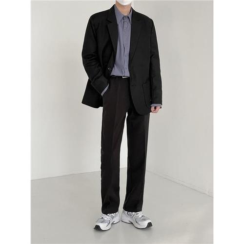 dazo韩版西装裤男士直筒西裤长裤帅气百搭垂感ins宽松休闲西裤潮