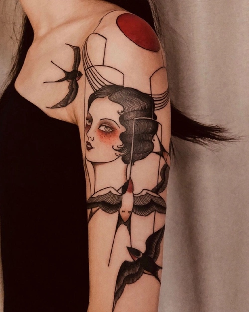 女生手臂纹身图集大臂各种风格刺青15