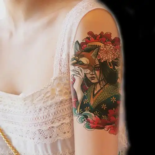 纹身贴半臂男女花臂网男潮ins风女个性刺青身手臂黑暗系花臂艺妓