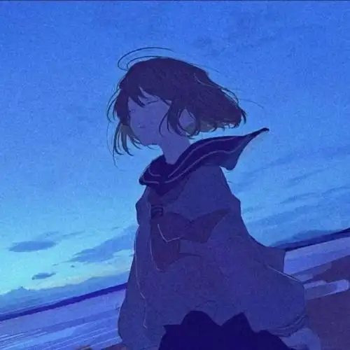 蓝色系伤感漫画女生头像图片