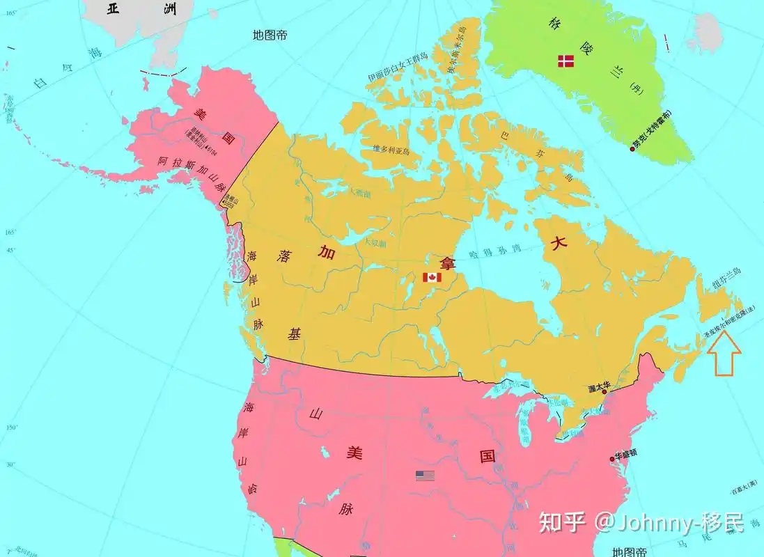 首先我们来看一下这个国家的地理位置,加拿大位于哪里呢?