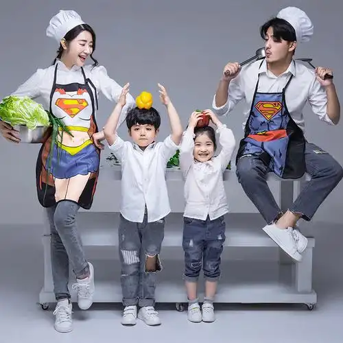 2022展会新款亲子主题服装一家四口全家福个性居家休闲风厨师套装