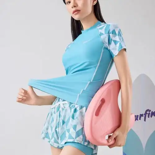 22409夏艳新款纯色夏季分体运动印花泳装面料舒适透气-阿里巴巴