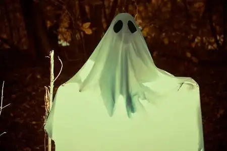 恐怖的死亡之手穿过织物.