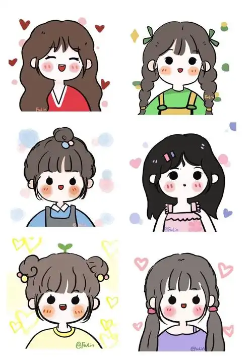 简笔画可爱女孩头像练习