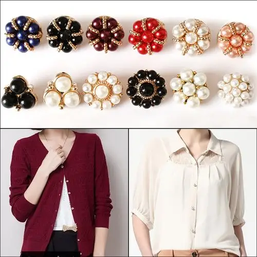 红色珍珠扣子衬衫衬衣衣服女式毛线衣圆形纽扣装饰女开衫针织衫扣