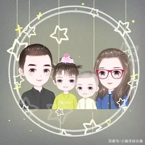 幸福得刚刚好,一家三口,四口美满全家福头像