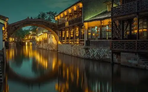 江南水乡的唯美夜色,高清壁纸,风景图片-回车桌面