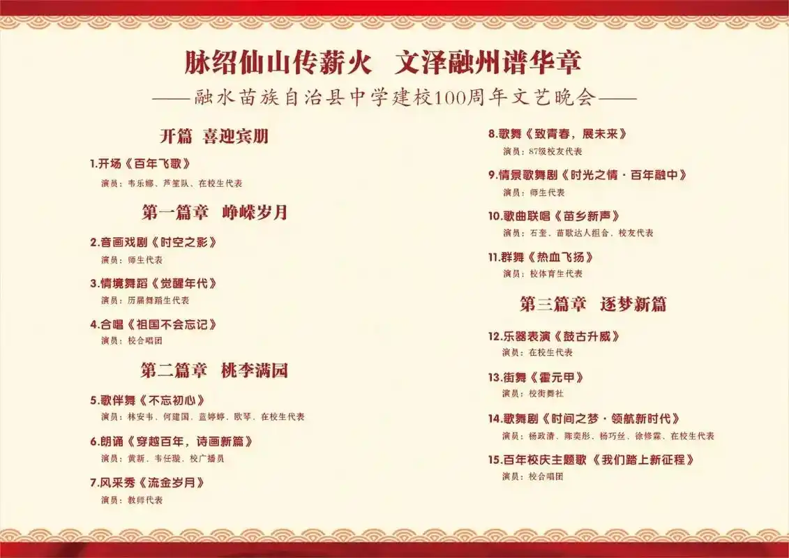 融中建校百年校庆文艺晚会节目表已发布,你会来观看吗#校园活动 - 抖