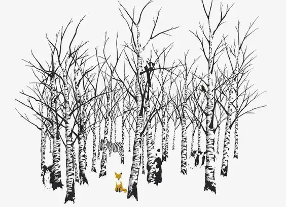 手绘树林