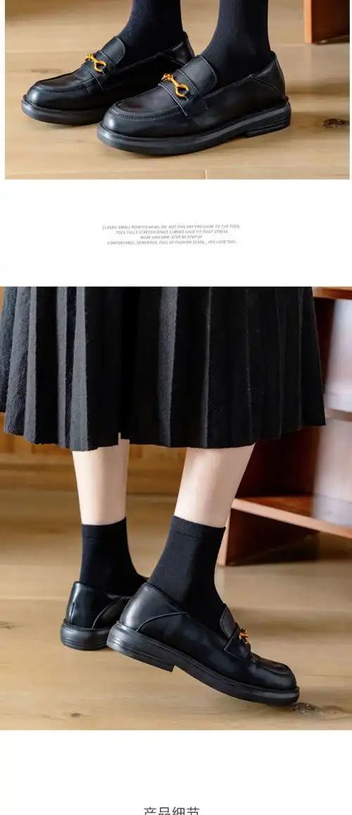 班黛尔bandaier袜子女黑色袜子女中筒配皮鞋秋冬棉质女士黑袜子配乐福