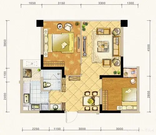 扬州装修80平三室一厅全包12万(奉上效果图)