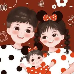 卡通头像真人转漫画人物q版头像手绘头像订制全家福一家三口