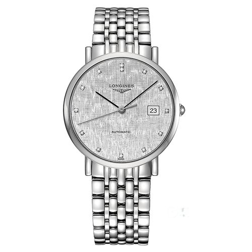 正品longines浪琴博雅系列机械带钻男士手表l4.810.4.77.