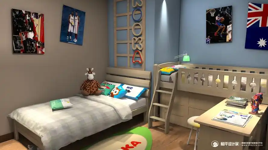 现代风格四室一厅装修效果图 - 鹿画设计效果图