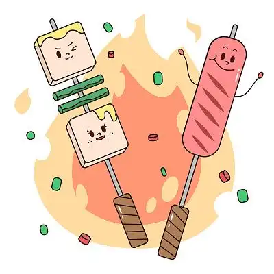 可爱卡通烧烤串拟人烧烤元素