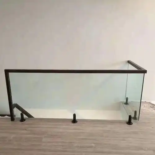 白色室内简约钢化玻璃楼梯扶手复式实木油漆卡槽玻璃扶手阁楼实木扶手