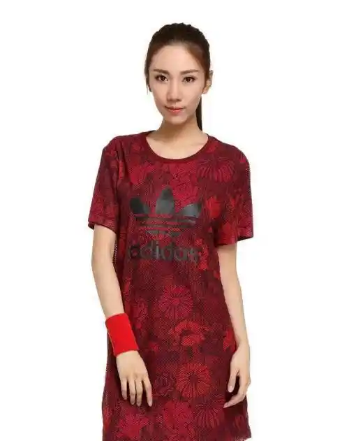 范冰冰代言阿迪三叶草长款t恤连衣裙