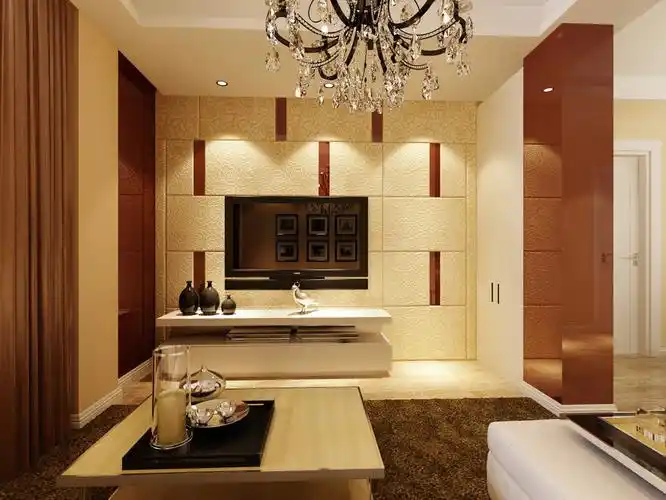 客厅,电视墙,背景墙,简约,黄色