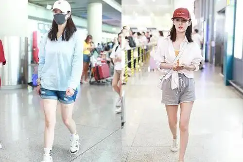 110斤蒋欣和90斤李沁同穿短裤, 相差20斤, 视觉效果不能再尴尬了