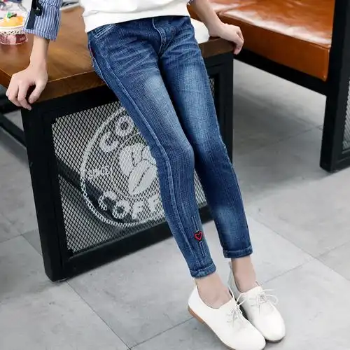 女童2018新款春秋装牛仔裤宝宝休闲裤子儿童洋气女中大童韩版长裤