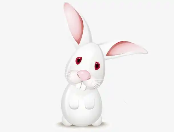 大耳朵白色卡通兔子