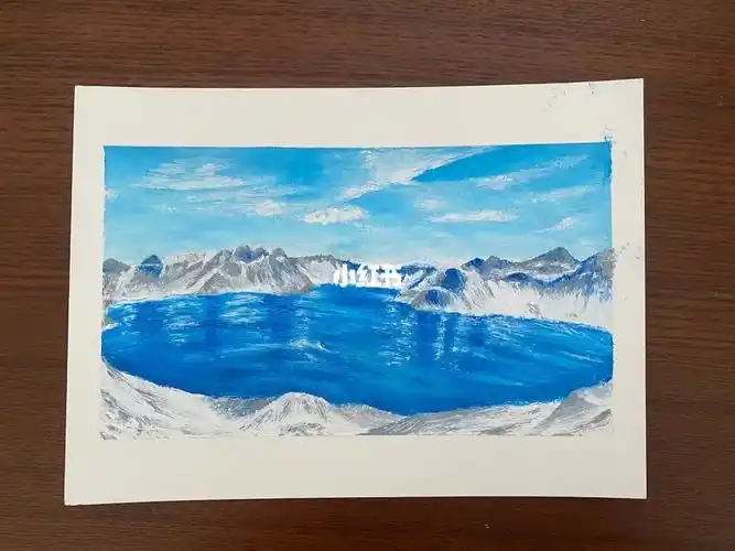 假装去过呗#油画棒  #长白山  #新手油画棒画  #天池