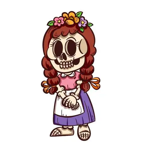 13款墨西哥亡灵节卡通骷髅插图psd模板