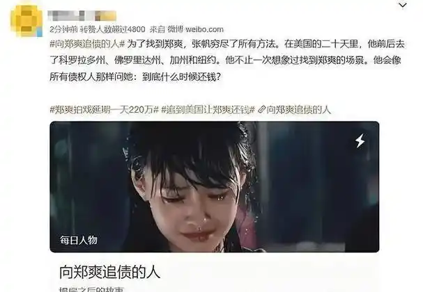 郑爽拍戏延期一天220万 一部戏服务费总计1.2亿_片酬_行业_质量