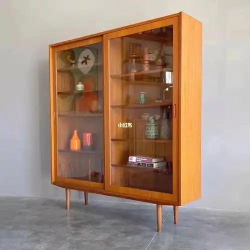 丹麦复古樱桃木中古色餐边柜储物柜玻璃柜