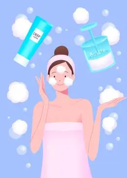 深层清洁 面部清洁 泡沫洗浴 美妆插图插画设计ai ti352a5606