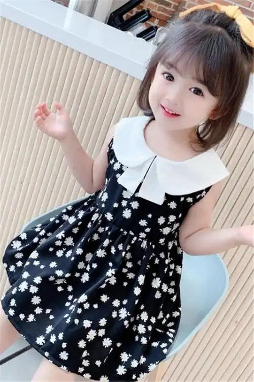 女宝宝夏季小雏菊连衣裙婴儿网红儿童无袖公主裙5小女孩背心裙子