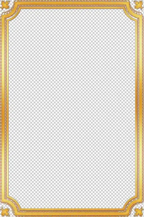 金色简约相框边框免抠png透明图层素材