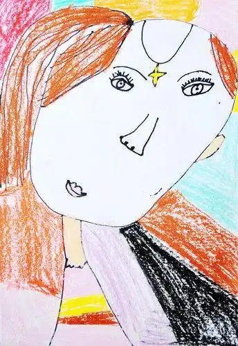 少儿书画作品-肖像画-我的妈妈/儿童书画作品肖像画-我的妈妈欣赏