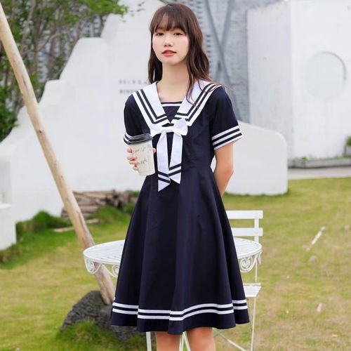 女童海军风连衣裙中大童学院风水手服少女初中学生夏款日系jk裙子