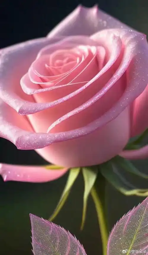 晶莹剔透粉色玫瑰花壁纸