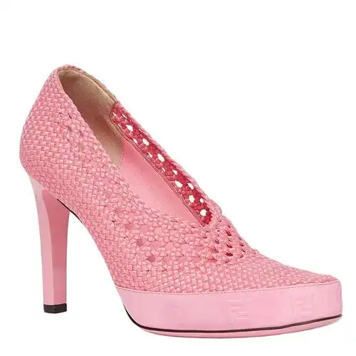 【包税】fendi/芬迪 2021年早春新款 女士粉色弹性蕾丝高跟鞋8i8087